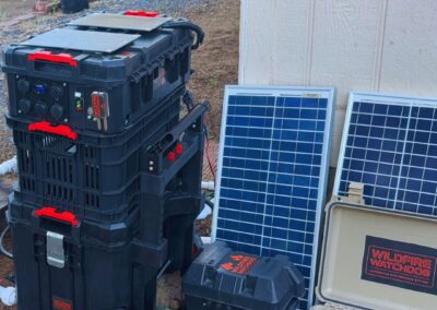 Automatic wildfire sprinkler and detection system with solar panels, ESP32/ESP8266 controllers, and remote monitoring setup for enhanced fire safety in Bend, Central Oregon.
