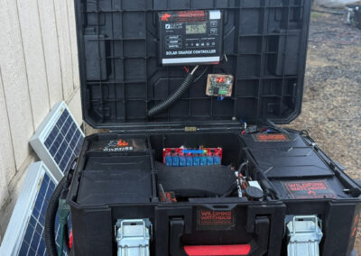 Solar-powered wildfire detection and sprinkler system with ESP32/ESP8266 controllers, connected to TagoIO for remote monitoring, installed in Bend, Central Oregon for homeowners and ranch owners.