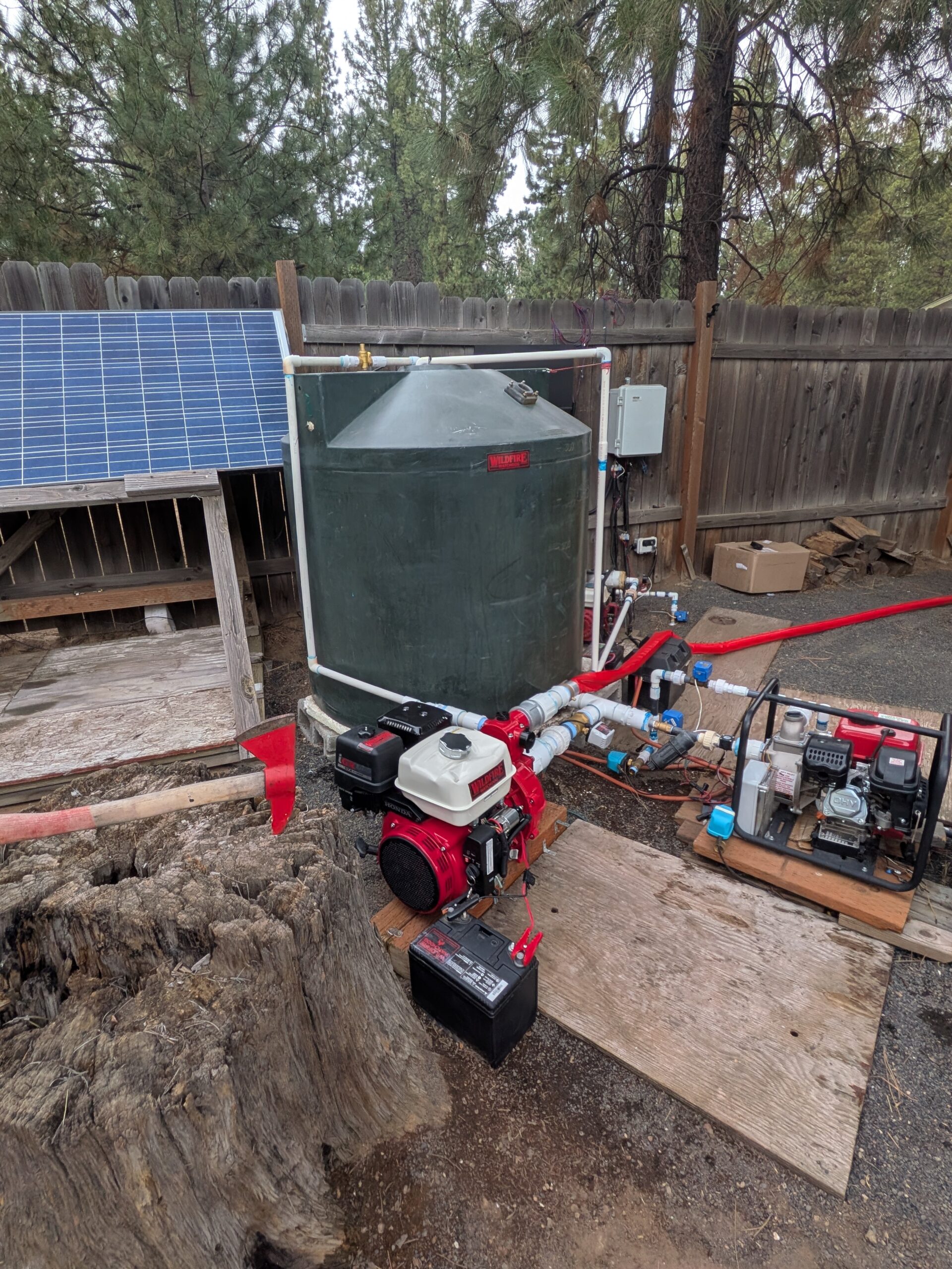 Water tank and two pump system